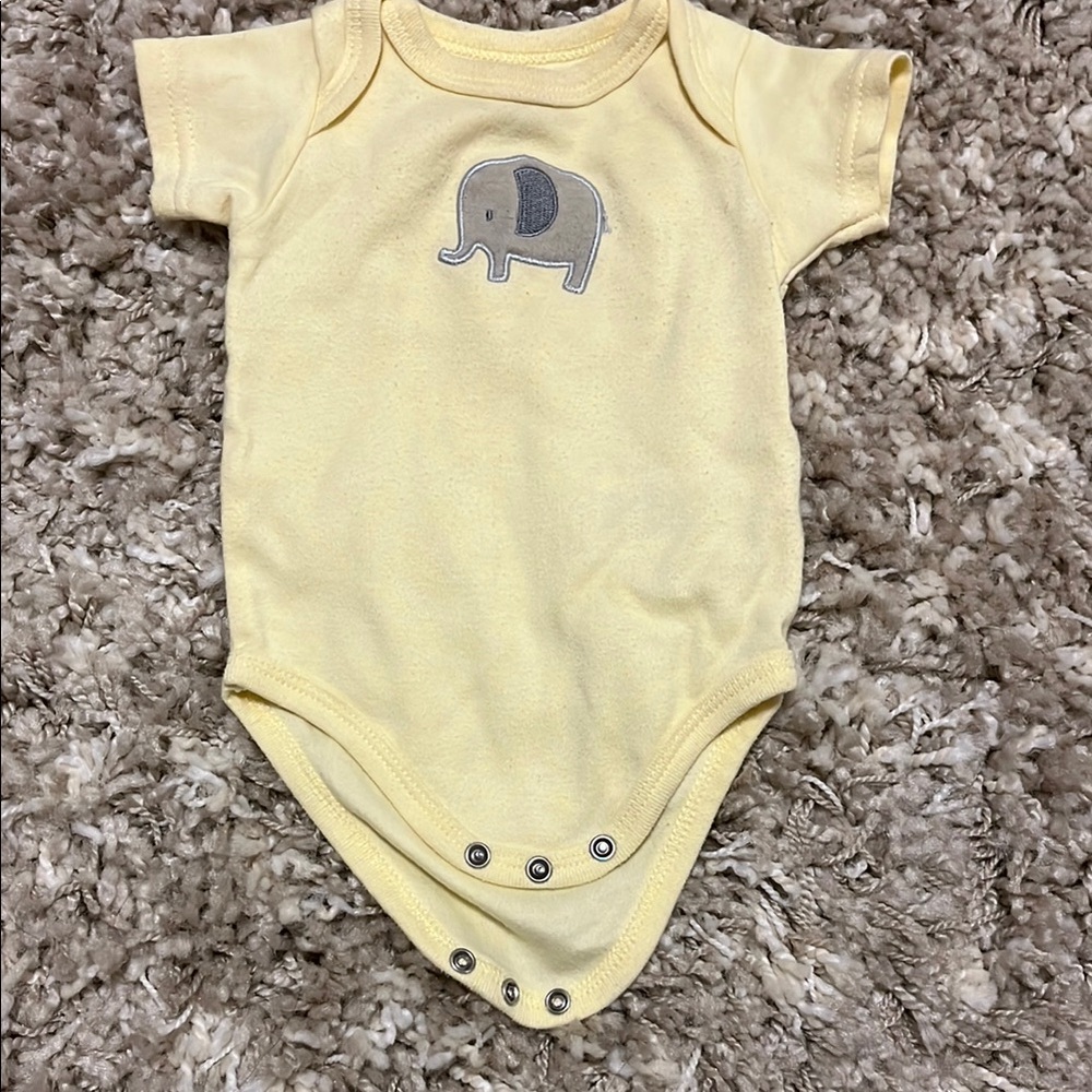 Yellow and Gray Elephant Bodysuit One Piece